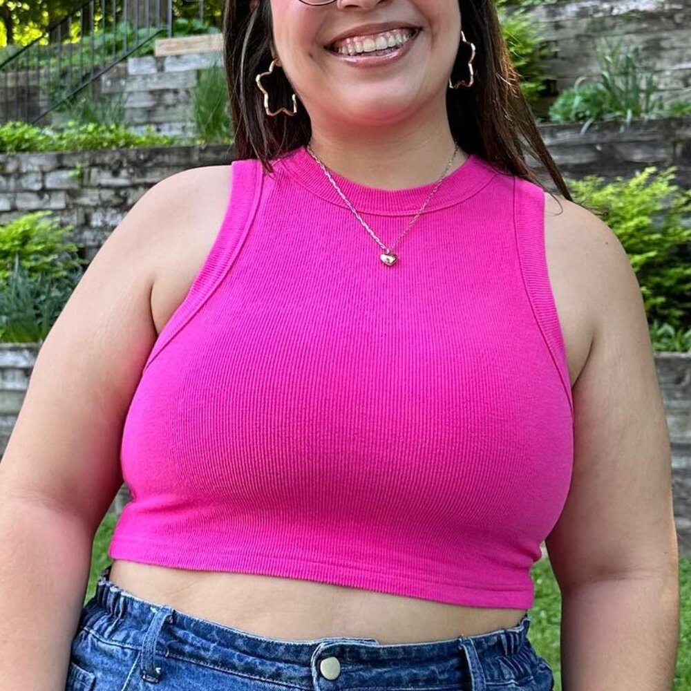 Shiny By Nature Cropped Tank Top - Flamingo